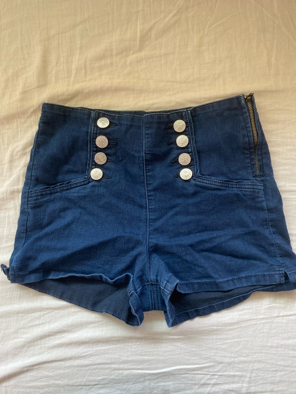Pinup Style Navy Button Front Women's Shorts